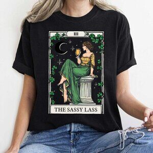 Sassy Lass Tarot T-Shirt, Funny Irish Shamrock Graphic Tee